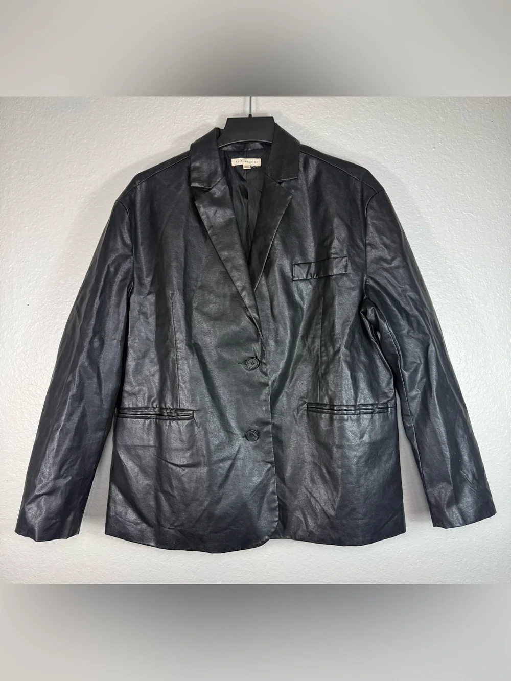 Oversized Faux Leather Black Blazer Jacket Size M/L - Pacsun L.A. HEARTS